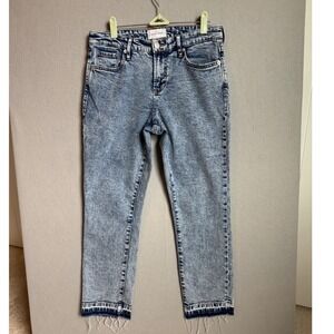 Dear John Blaire Straight Jeans Womens 28 Blue Acid Wash High Rise Raw Hem Y2K